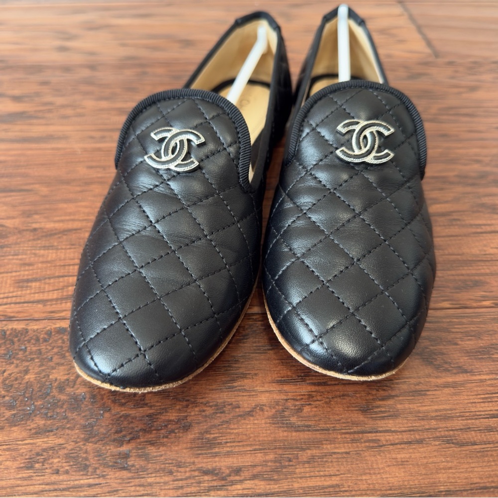 Chanel Black Leather Loafers Moccasins - Picture 7 of 12